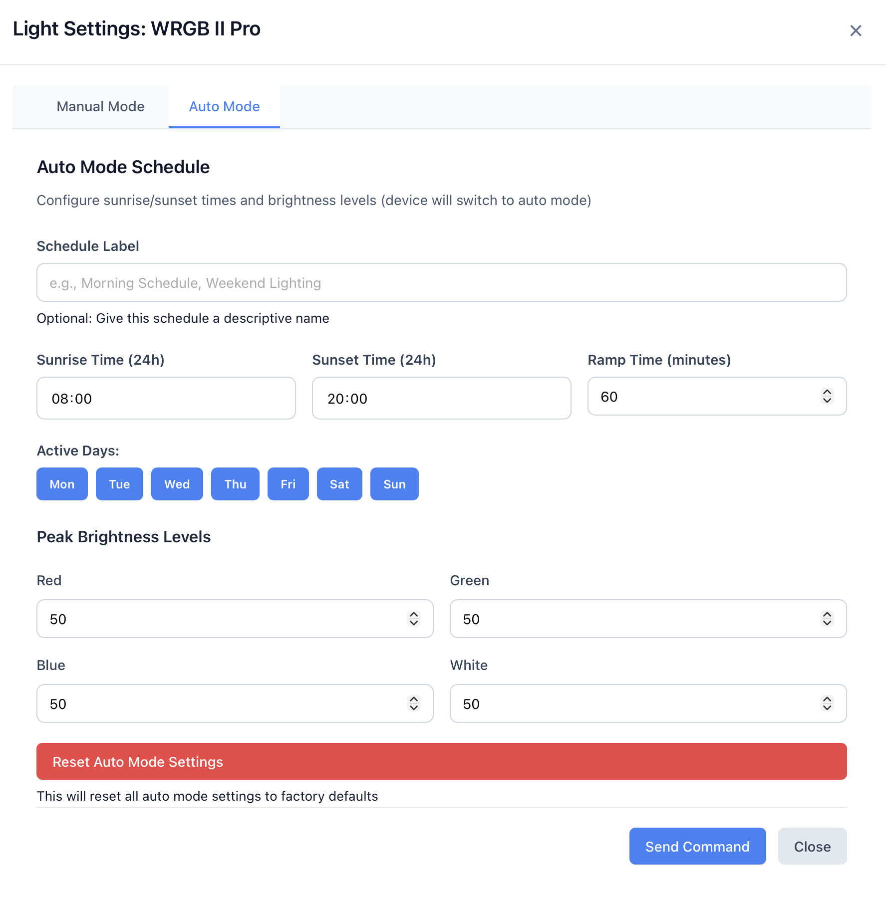 Light settings - Auto