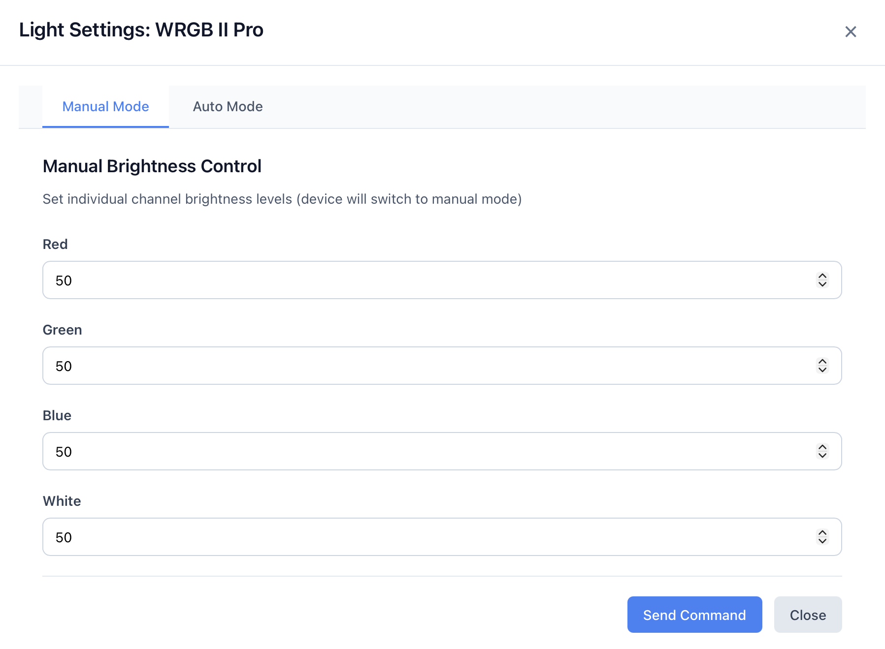 Light settings - Manual